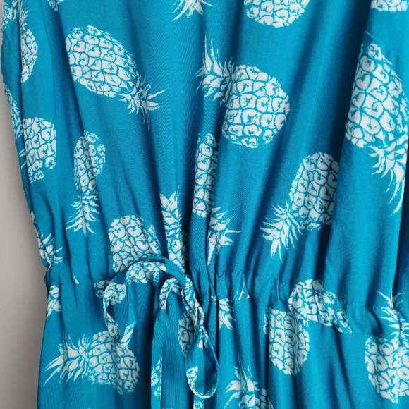 NWT Turquoise / Blue Pineapple Summer Dress Medium - Picture 4 of 7